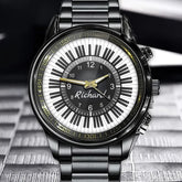 Personalized Black and White Piano Keys Watch – Custom Name Design